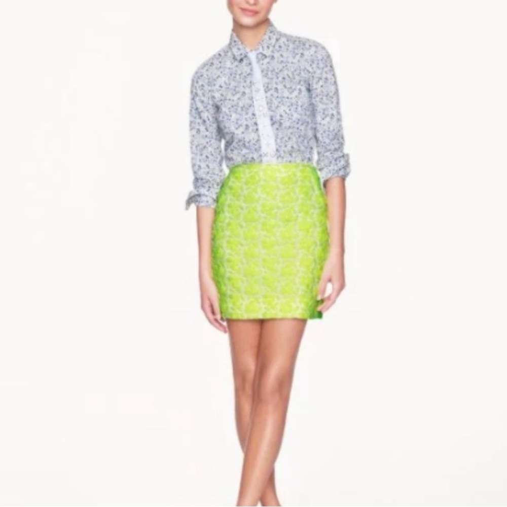 J.Crew Florescent Yellow Floral Skirt (4)